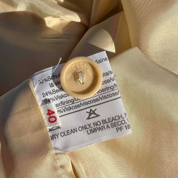 Vintage Contraire Louis Feraud Wool Blazer Skirt Suit Set Cream Tan Size 10 / 12 - Picture 5 of 7